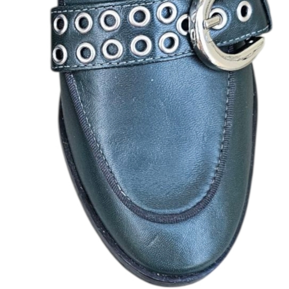 Marc Joseph - Summit St Dark Hunter Green Leather Loafers Grommet Strap & Buckle - Picture 12 of 12